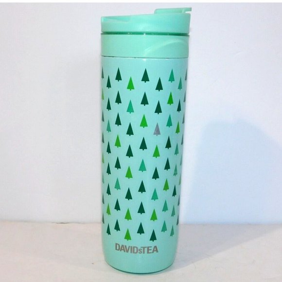 Davids Tea Cedar Sprig  Green Hot Tea Press Travel Tumbler Mug  Pine Tree - Picture 1 of 7
